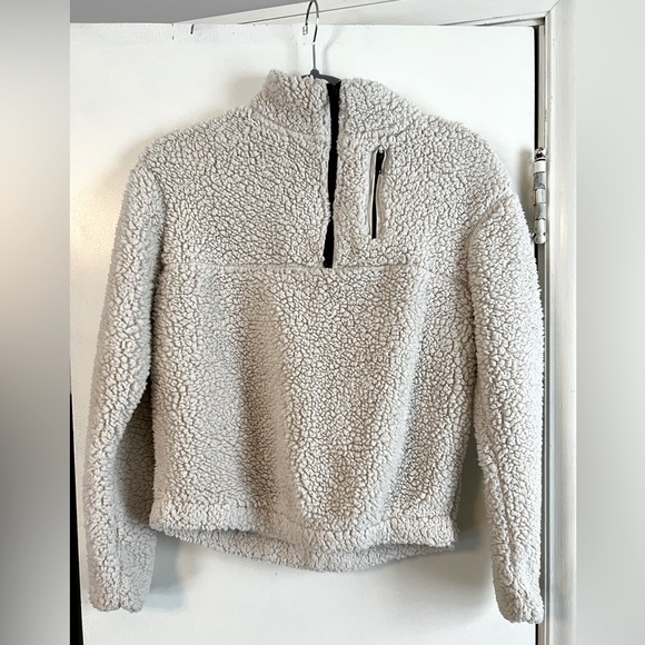 Wallflower Tops - Wallflower Ivory Sherpa Fleece 1/2 Zip Pullover